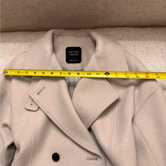 United Tokyo Made in Japan Wool Double-Breasted Belted Coat Size XS - Picture 8 of 11